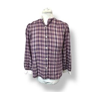 Dimension V Women's Plaid Button Down Shirt VTG 80s Western Red/Blue/White L